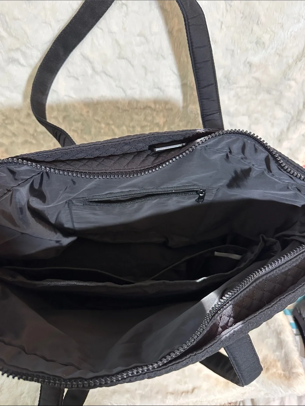 BagSmart Black Quilted Tote with Double Straps